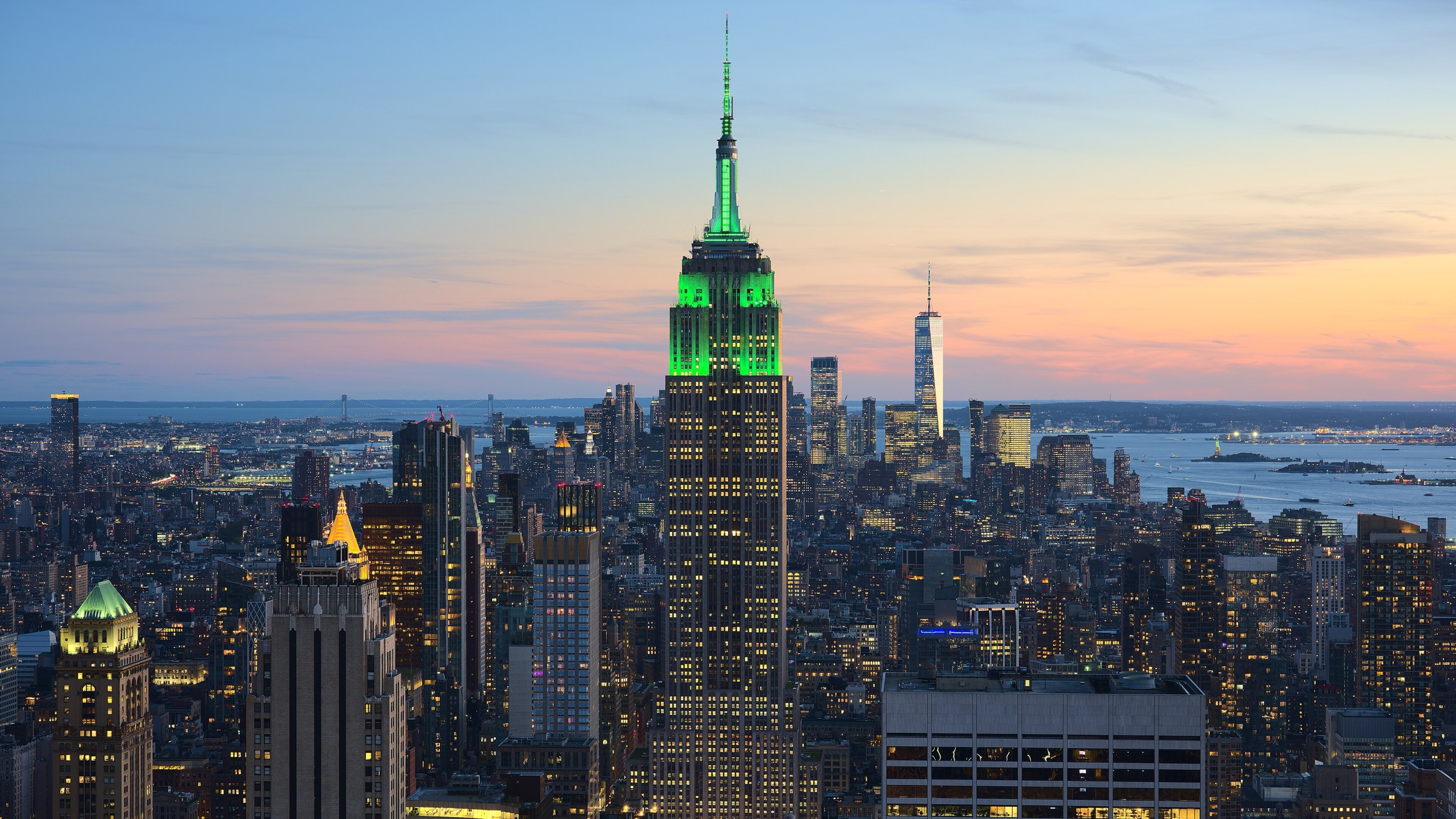 View of the Empire State Building from Rockefeller Center, Manhattan